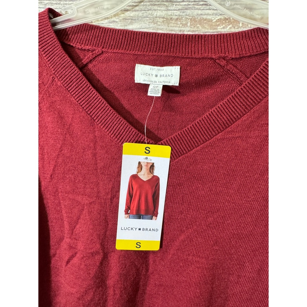 Lucky Brand Women's V-Neck Sweater in Deep Red - Picture 7 of 7